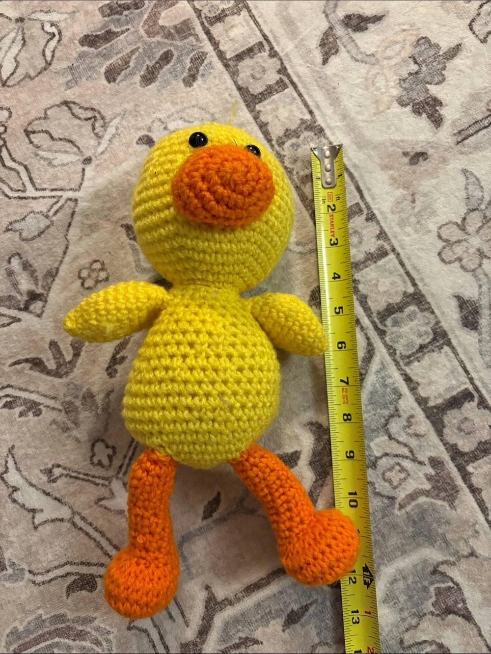 Handmade Yellow & Orange Crochet Duck Plush Bird Toy